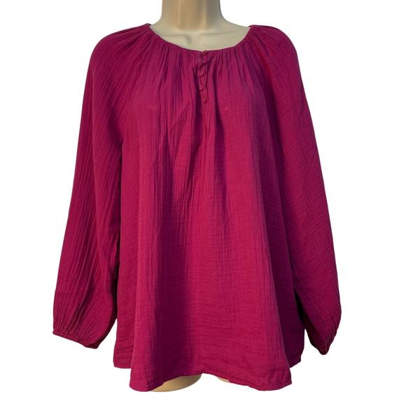 Old Navy Long Sleeve Elastic Crewneck Top with Elastic Cuffs  Color Pink Size‎ L - Picture 1 of 9